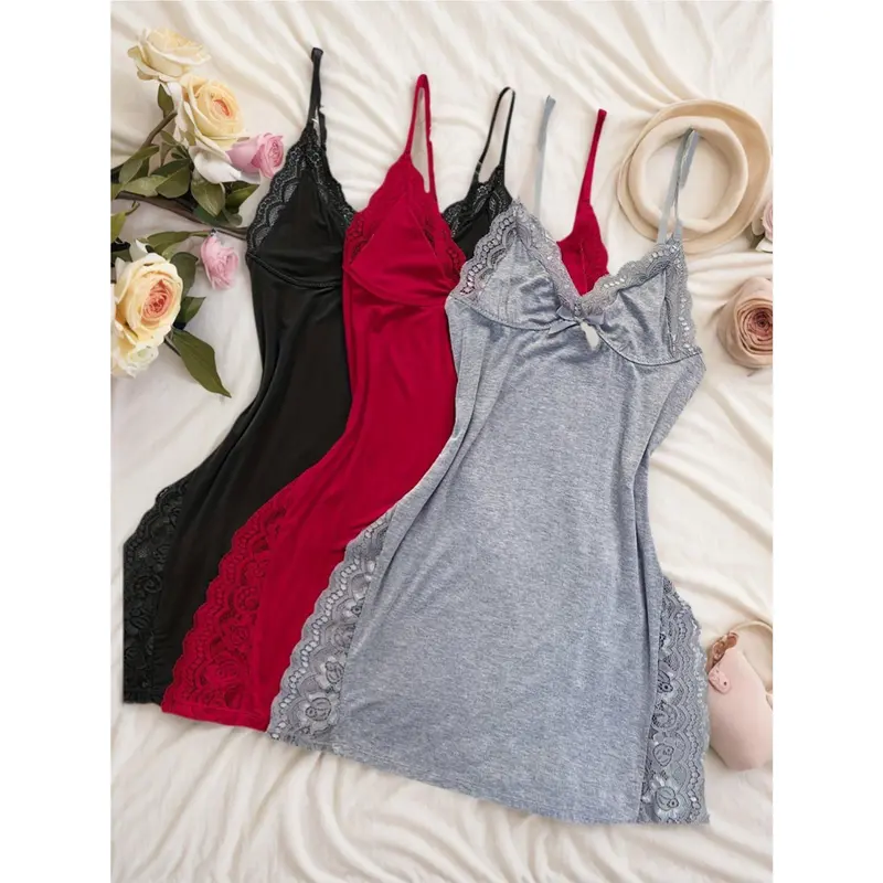chinese dress ladies 2pcs Lace Sleepwear Night Gown