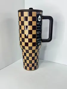 HydroJug 40oz  Checkered Pattern 40oz Tumbler with Straw, Vacuum Insulated, Leak-Proof, Perfect for Everyday Hydration Drinkware Flasks glitter tiktokshopspringglowup reusable pasta straw Stainless Steel Dr Pepper