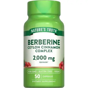 Nature's Truth Berberine with Ceylon Cinnamon Complex 2,000 mg - 50 Vegan Capsules - Non-GMO, and Gluten Free Supplement