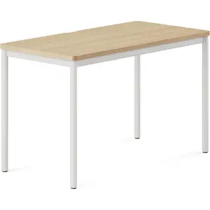 Functional at Home Office Desk with Effortless Assembly, Timeless Design, Rounded Corners, and Built-in Cable Notch - 36” W x 28.5” H x 24” D - Woodgrain Work Table