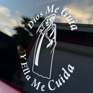 Dios Me Guia Y Ella Me Cuida Santa Muerte Vinyl Decal Sticker car stickers Vehicle Exterior Decoration