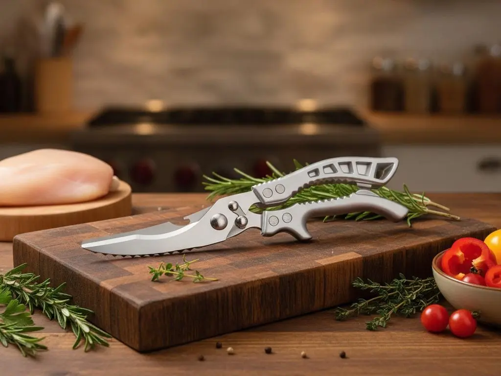 Professional Heavy-Duty Kitchen Shears, Non-Slip Ergonomic Handle with Safety Lock, Stainless Steel Utility Cutting Scissors, Dishwasher Safe, Ideal for Meat, Turkey, Fish, Vegetables, Durable Household Kitchen Hardware Tools