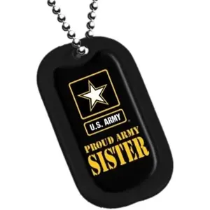 Dog Tag Key Chain Necklace Engrave-Able U.S. Military Proud Army Sister #2775