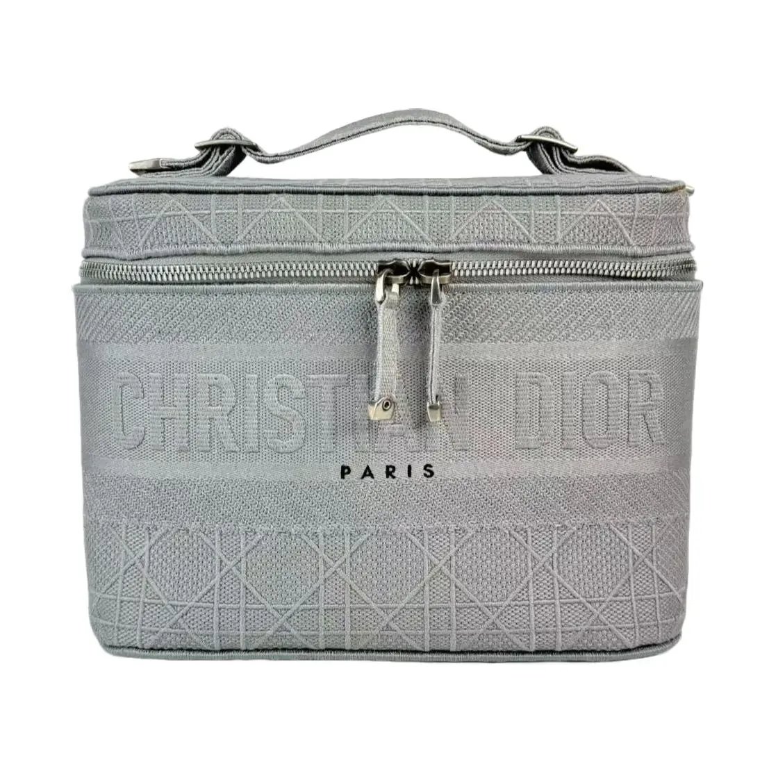 Pre-owned Dior Fabric Top Handle Bags Travel Vanity Case Oblique Canvas Pouch