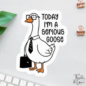 Today I'm A Serious Goose Sticker, Silly Goose Sticker, Sarcastic Sticker, Funny Laptop Decal, Coworker Magnet, Cool Stickers & Magnets