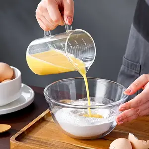 High Temperature Resistant Glass Measuring Cup, Large Capacity Microwave Safe with Handle, Ideal for Baking Flour Egg Milk Measurement