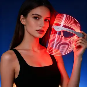 3-color LED Photon Facial Rejuvenation Mask (Suitable for Women & All Skin Types), Rechargeable Home Photon Skin Care Device, Red/Blue/Orange Triple Light Modes, Improves Acne, Brightens Skin Tone, Repairs Skin, Salon-level Home Skin Care Experience