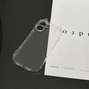 Simple and Cute Transparent Kitten Ears Mobile Phone Case Suitable for Apple Mobile Phones 7G/8G/7plus/8plus/xs/xr/xsmax11/11promax/12/12pro/12promax/13/13pro/13promax/14pro/14plus/14promax/15/15pro/15plus/15promax/16/16plus/16pro/16promax