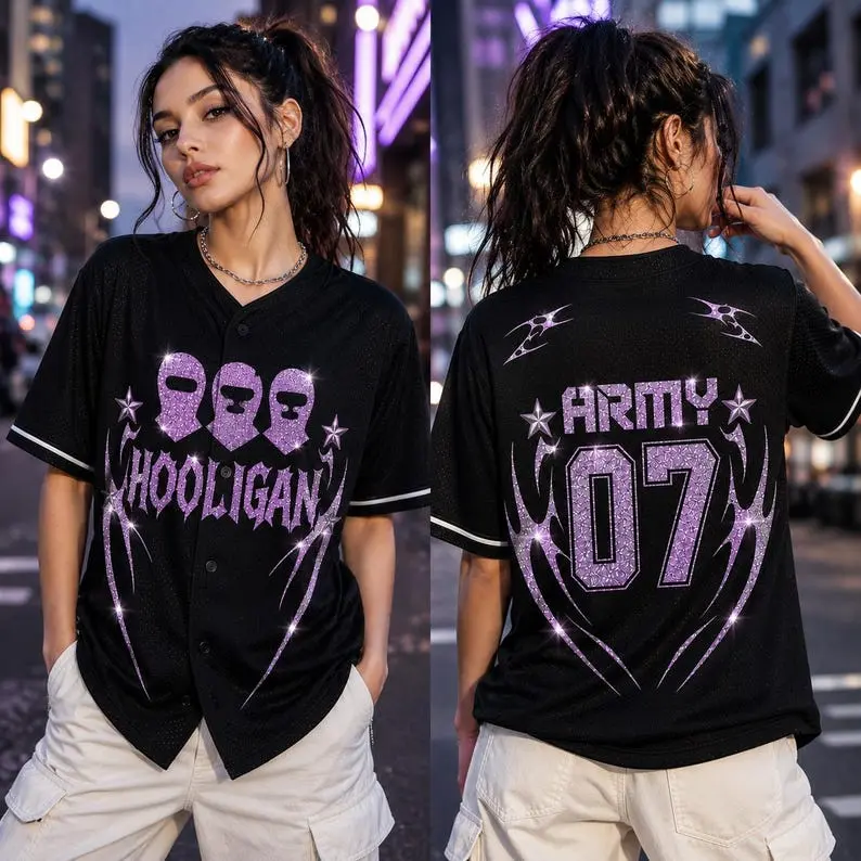 Arirang Hooligan Baseball Jersey, K-Pop Concert Fan Shirt, Number 07 Music Tour Outfit, Seven Member Fan Apparel, Festival Streetwear Gift