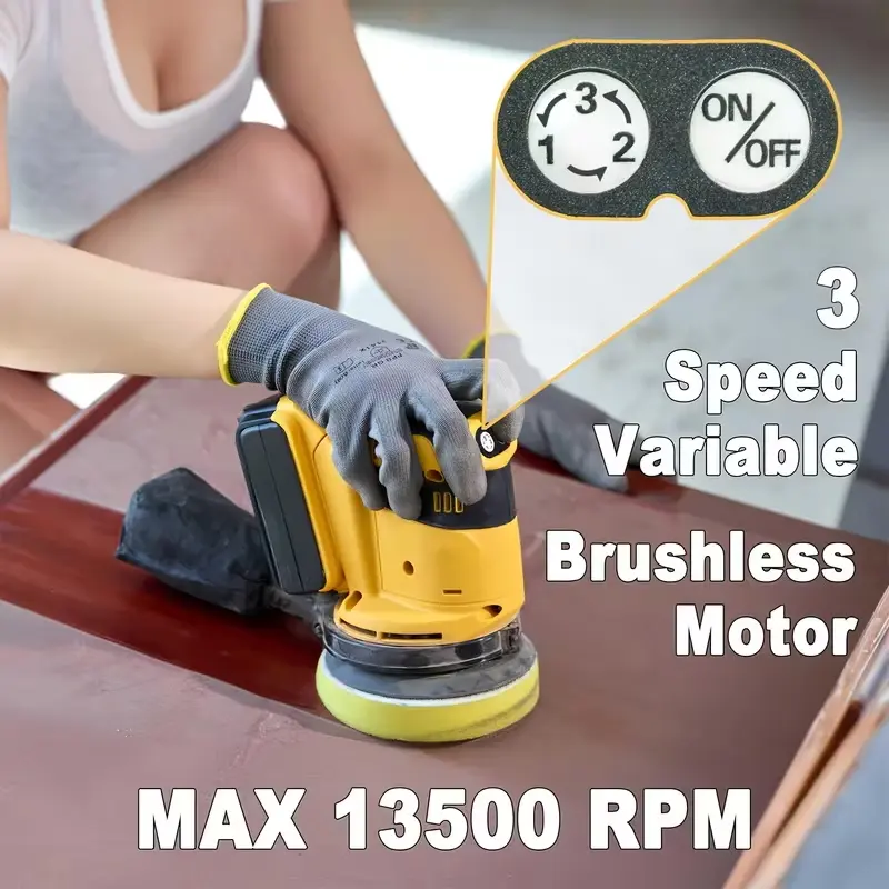 Compatible with DeWalt 20V cordless direct-drive brushless sander; this sander features three speed settings, a dust collection system, 20 sandpaper sheets, and 3 wool polishing pads—ideal for sanding wood and metal surfaces. Father's Day Gift