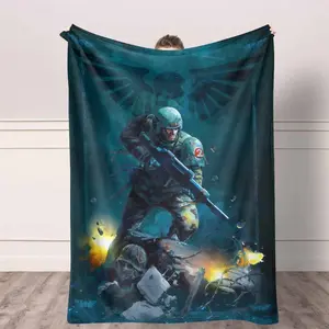 Warhammer Soldier Flannel Blanket, Grimdark Military Print, UltraSoft, Lightweight, Warm, AntiPilling, Perfect for Gaming Room, Living Room, Dorm Room, Home Decor, Travel, Camping, Cold Weather.