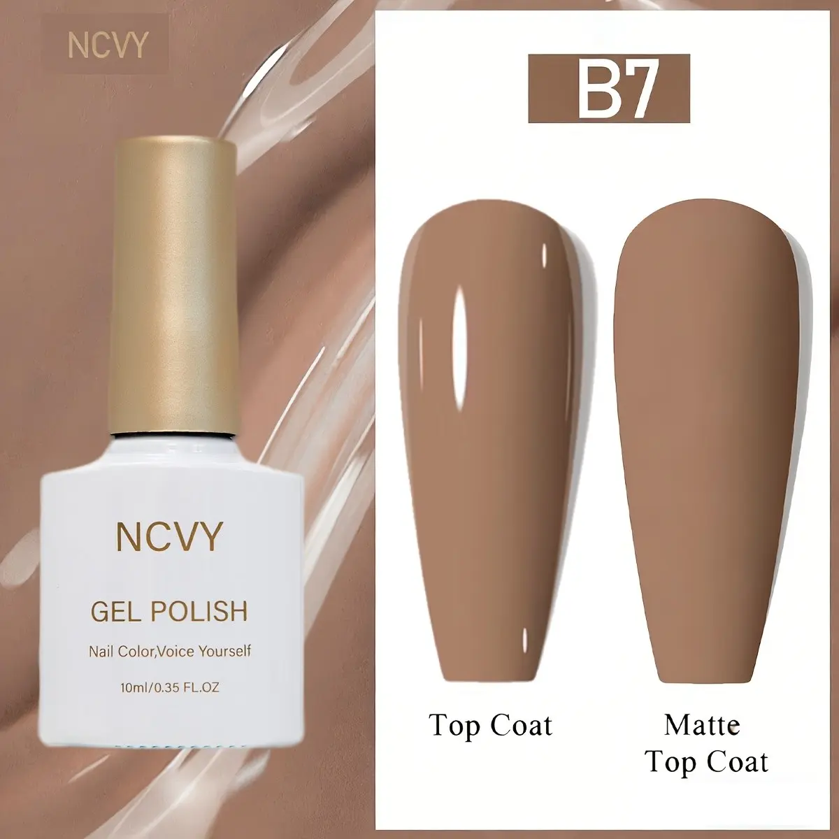NCVY Light Brown Gel Nail Polish, 10ml/0.35oz Nail Polish, long-lasting and durable formula with LED curing, salon quality, Glossy, gel nail art, perfect for DIY at home, ideal gift for Valentine's Day and spring/summer, safe formula free of HEMA.