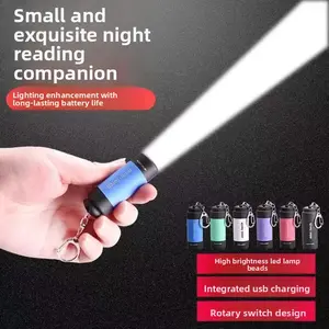Mini LED Keychain Flashlight: Super Bright Waterproof Portable Outdoor Emergency Light, USB Rechargeable, Colorful Compact EDC Pocket Flashlight for Camping Hiking Daily Use