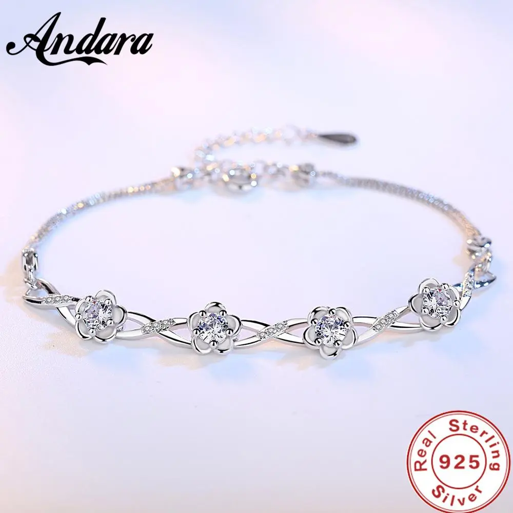 Women's 925 Sterling Silver Bangle Bracelet, Elegant Plum Blossom Flower Motif with Purple Zircon Crystals, Wedding Fashion Jewelry