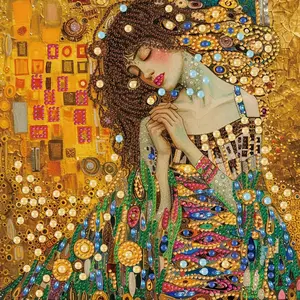 The Kiss by Gustav Klimt Pattern DIY Diamond Arts Colorful Painting Kit without Frame, DIY Decorative Art Picture for Beginner, Wall Art Decor for Home