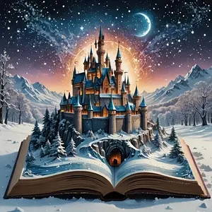 Diamond Painting Set, Castle Magic Book Pattern DIY 5D Full Round Rhinestone Embroidery by Number Mosaic Puzzle Kit, Holiday Party Decoration, Art Wall Painting for Bedroom or Office Living Room Decor, Frameless, Diamond Painting Kits