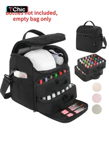 Nail Polish Organizer with 2 Detachable Cases Hold 60 Bottles & Nail Lamp, Portable Nail Organizers and Storage with Handle & Shoulder Strap, Travel Nail Bag for Manicure Tools, Makeup Storage Bag, Travel Cosmetic Bag