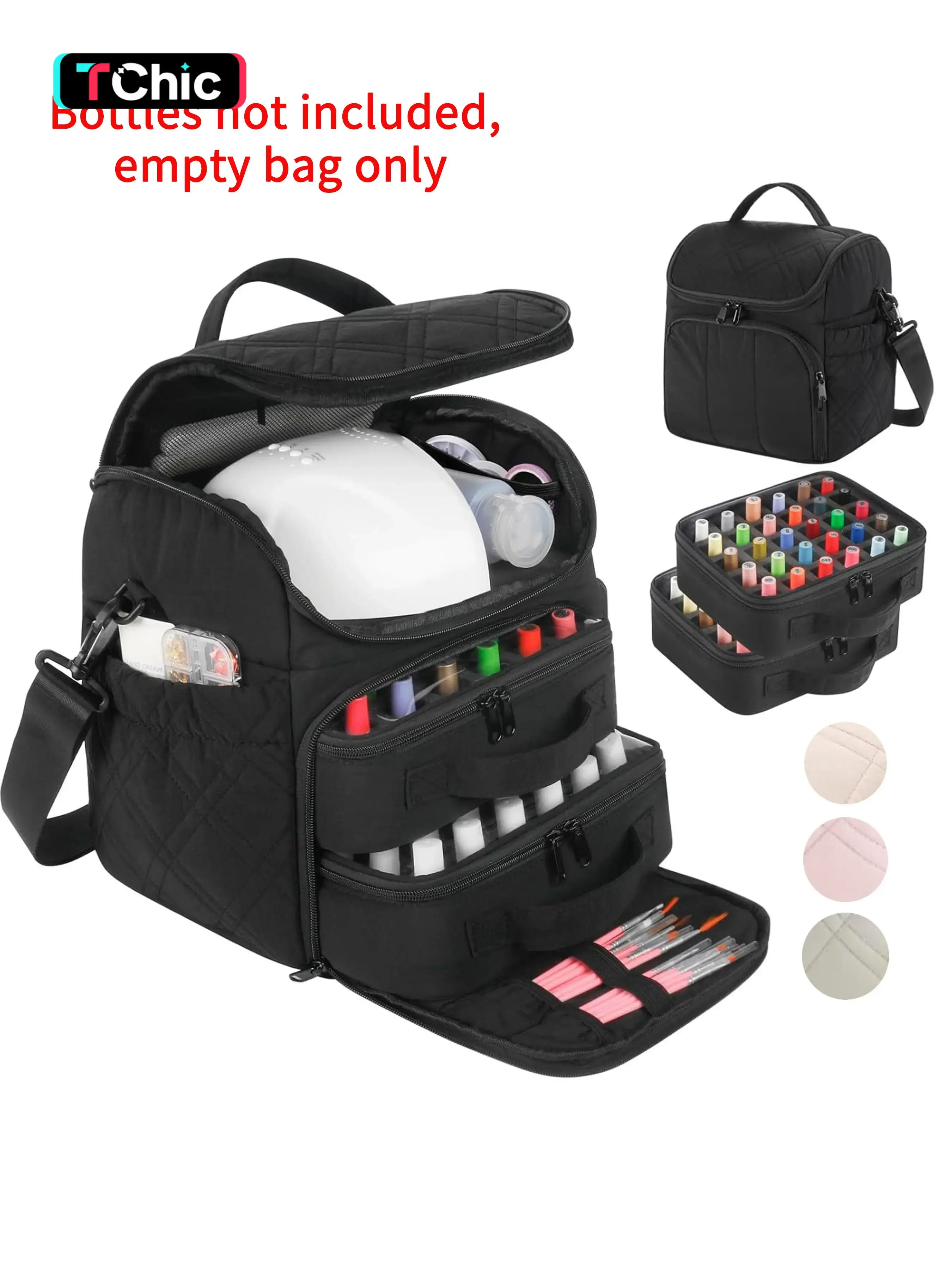 Nail Polish Organizer with 2 Detachable Cases Hold 60 Bottles & Nail Lamp, Portable Nail Organizers and Storage with Handle & Shoulder Strap, Travel Nail Bag for Manicure Tools, Makeup Storage Bag, Nail Supplies Organizer