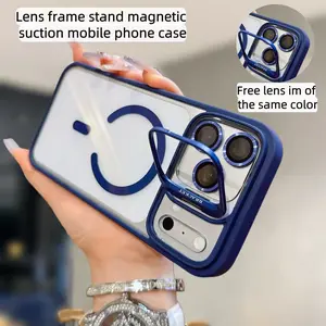 TPU Transparent Cellphone Casing with Bracket & Built-In Camera Holder - Military-Grade Shockproof, Wear-Resistant Protection for iPhone 17 Pro Max, 17, 16, 15, 13, 12 Handheld Devices | Mobile Phone Accessories