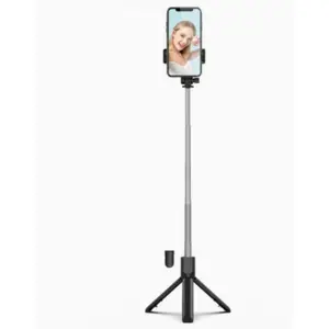 R1 All-in-One Selfie Stick Tripod with Beauty Light - Portable Phone Stand with Built-in Fill Light & Tripod for Travel, Photos, and Streaming Multifunctional Magnetic Gesture Control Auto Face Tracking Rechargeable 4-in-1 Dimmable Ring Extendable compact