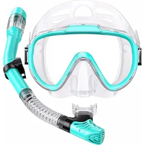 Snorkel Set Adults Snorkeling Gear Anti-Fog Panoramic View Swim Mask Dry Top Snorkel Kit with Carry Bag for Snorkeling Scuba Diving Swimming Travel goggles
