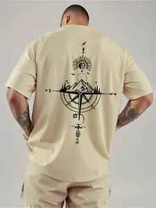 Vintage Compass Mountain T-shirt Outdoor Hiking Graphic Summer Streetwear