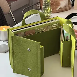 Women's Storage Bag | Green Felt - Foldable Backpack, Travel Briefcase, Laptop Bag with Zipper Closure and Detachable Shoulder Strap, Laptop Storage Bag |   Multifunctional Backpack |   Felt material bag, small crossbody bag