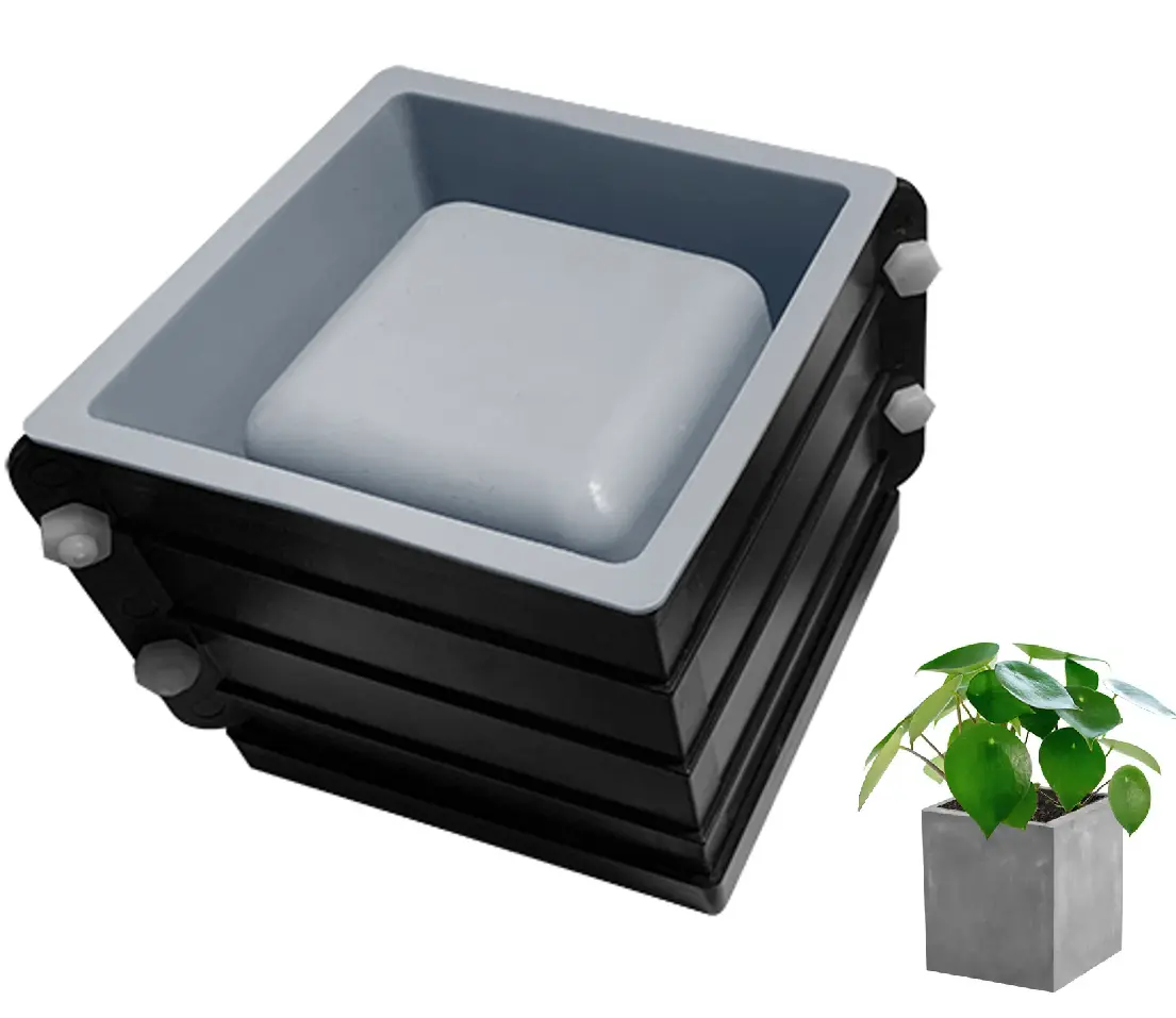 Silicone Square Concrete Molds for DIY Flower Pots and Succulent Planters - Cube Shape Jar Holder for Bonsai Decorating
