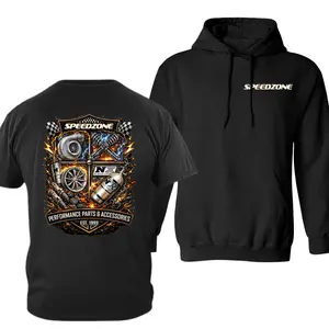 Speedzone Hoodie, 2 Sides Print Speedzone Performance Parts Turbo NX Racing Graphic Hoodie, Soft Cotton Blend Unisex Hoodie, Street Wear Graphic Hoodie, Summer Outfits Gift for Men Racing Guys