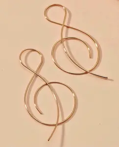 Treble Clef, Music Note Drop Gold Earrings
