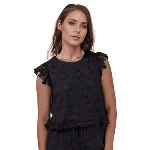 Annabelle Shoulder Ruffle Lace Top