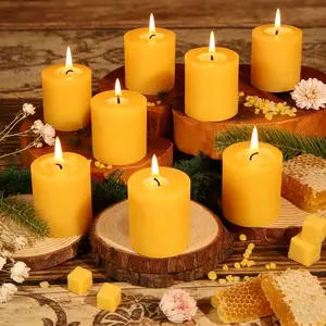 4 yellow cylindrical candles, beeswax candles, drip free and smokeless, cylindrical candles, suitable for home decoration, gatherings, parties, adding festive atmosphere, various holiday gifts