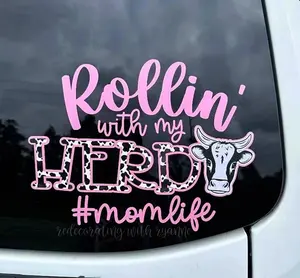Rollin' With My Herd Momlife Car Decal - Mom Life Car Decals