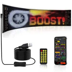 LED RGB Matrix Pixel Screen, 5V USB Powered, Bluetooth APP Control Scrolling Car Sign, Flexible Soft Light Panel for Aesthetic Room Decor 14.7" x 3.6" Sharingan Eye