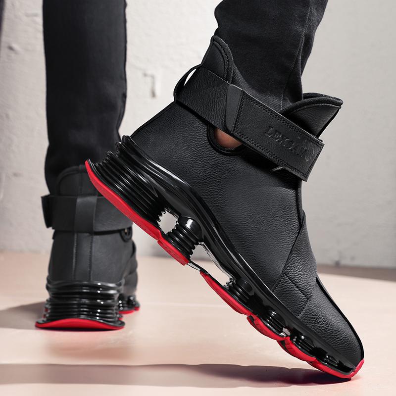 Men's Casual Boots Perforated Sole Sports Shoes Anti-Slip Running Shoes Adjustable Lacing Design All-Season Comfortable Shoe Style Training Athletic Black