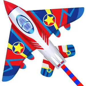 58" Fighter Plane - Kite for Kids & Adults, Easy to Fly, Beach Trip Beginner Kite with Reel and 200ft String