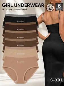 [6 Pack] Women's High-Quality Cotton Underwear Set Panties, S-XXL, Fit, Breathable Soft Comfort, Casual Everyday All Seasons, Colorblock Design