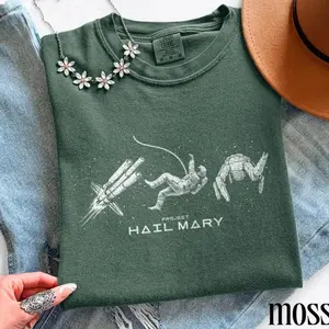 Project Hail Mary Shirt, Minimalist Sci-Fi Space Tee, Astronaut Rocky Graphic T-Shirt, Spaceship Line Art Shirt, Book Lover Gift for Men Women