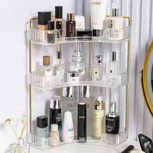 3-Tier Modern ABS Waterproof Bathroom Corner Counter Organizer, Multi-Trays Easy-to-Install Storage for Makeup, Home Supplies – Mother's Day Gift