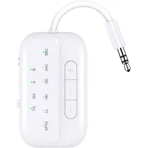 Transmitter Receiver, 2-in-1 V5.3  Adapter for Airplane, TV, PC, Gym, . Supports up to 2 AirPods/Headphones. Audio Receiver for / Stereo,with AptX Low Latency &