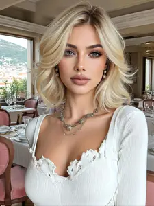 Topshe Mono Lace Hairline Wig, High-End Women's Wig, Futura Imported Silk, Natural Parting, Lightweight, Easy Wear, Party Cosplay Halloween Christmas