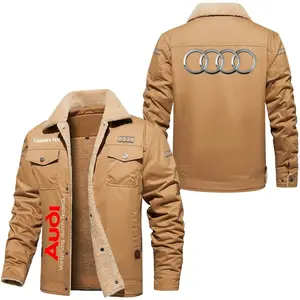A.udi Cargo Fleece Lined Cotton Jacket, vintage style, customize name and any logo, A.udi, A.udi logo, A.udi Jacket