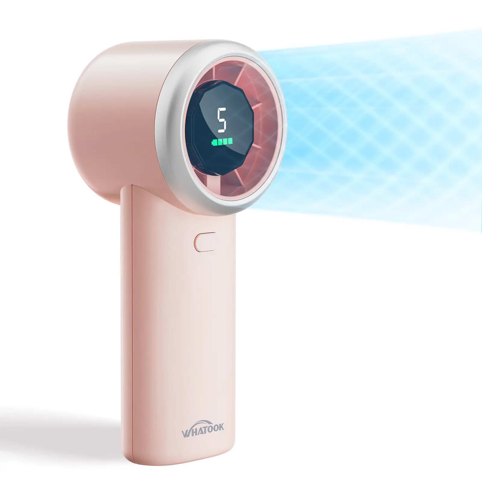 WHATOOK Portable Mini Handheld Turbo Personal Fan, Outdoor Rechargeable Camping USB Fan, 10-Hour Battery, High-Speed Cooling for Women, Pink-Green-White, Handheld Turbo Fan, Outdoor Rechargeable Fan