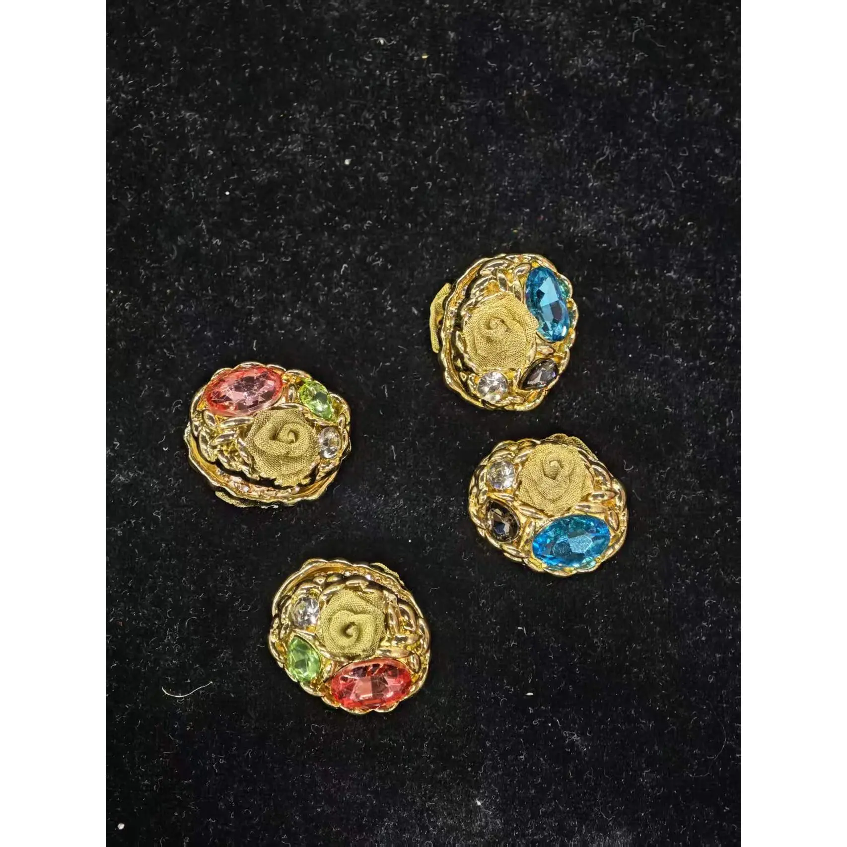 479 4PCS Vintage Rose Rhinestone Spacer Beads | Luxury Floral Beads for DIY Pens & Jewelry