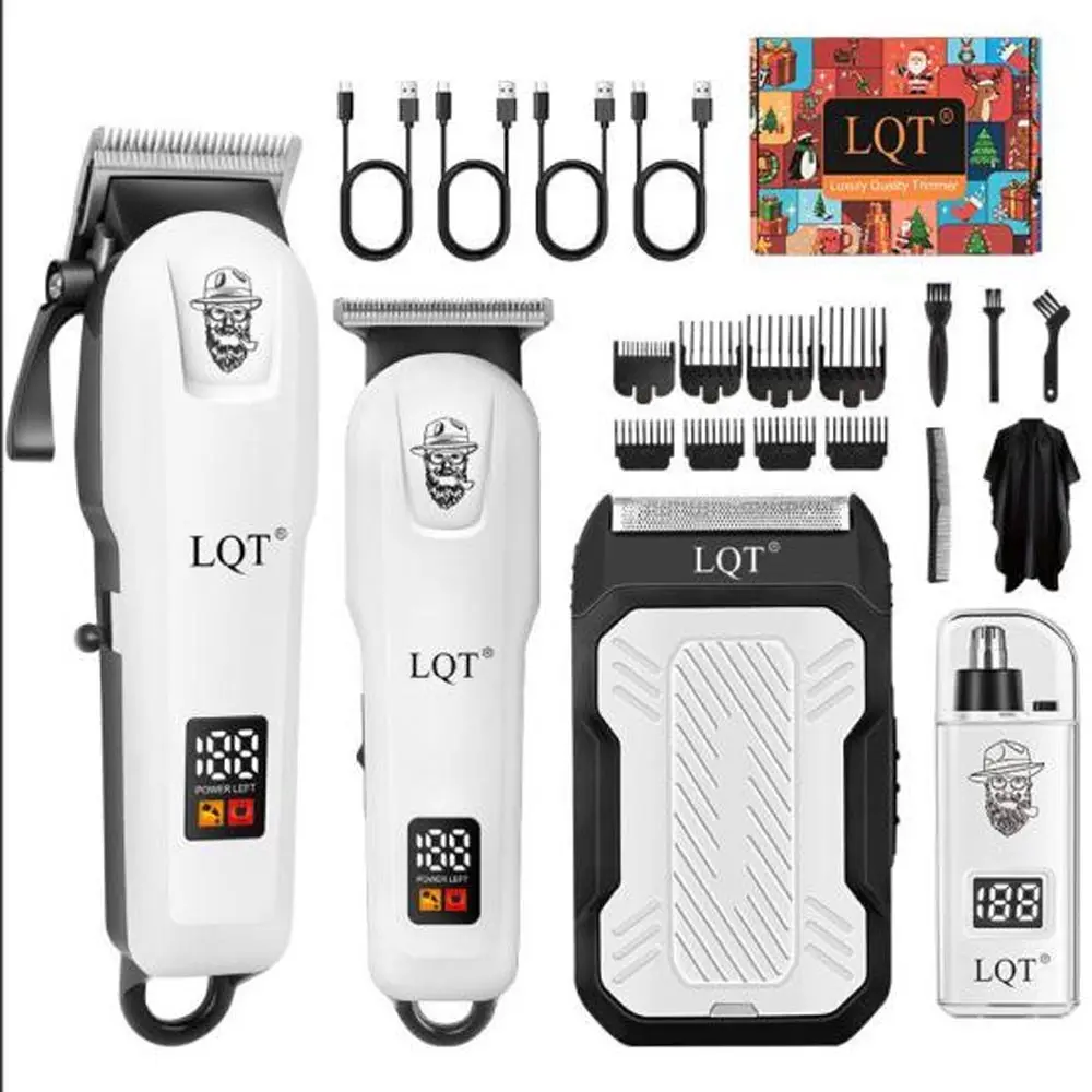 LQT Men's 3-in-1 High Quality Hair Trimmer Kit - Rechargeable Cordless Hair Clipper, Barber Trimmer, Shaver, Clean Blade, USB Power, Long Battery Life, ABS Build, EU Plug for Home Use, High Quality Trimmer