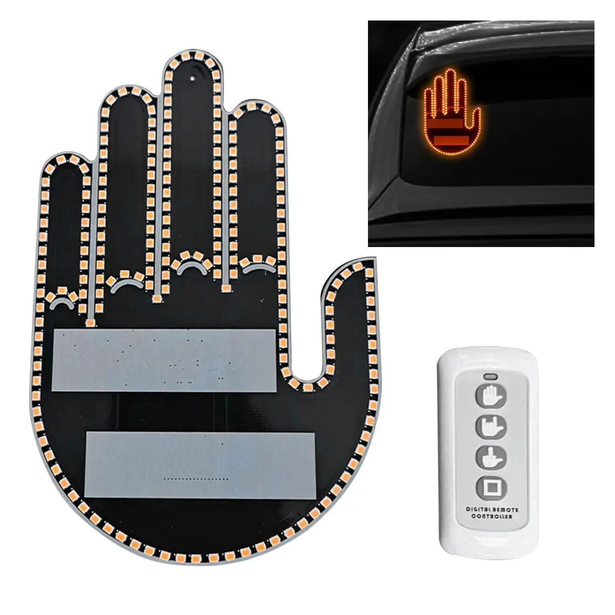 Led Hand Gesture Light For Car  3 In1 Sign Finger With Remote Control Funny Window Accessories Cars Gadgets & Road Rage Signs No
