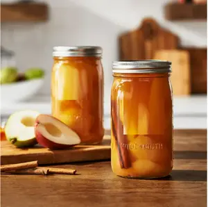 Wide Mouth Quart Glass Mason Jars 32oz with Lids & Bands, 12 Count