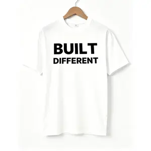 Cotton Men's Short Sleeve Red T-Shirt, Printed with 'Be Different' Words, Suitable for Casual Wear