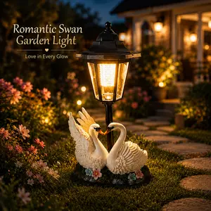 Solar swan courtyard light, outdoor solar lantern, warm-light LED lighting, suitable for terrace, yard, lawn, and pathway decoration