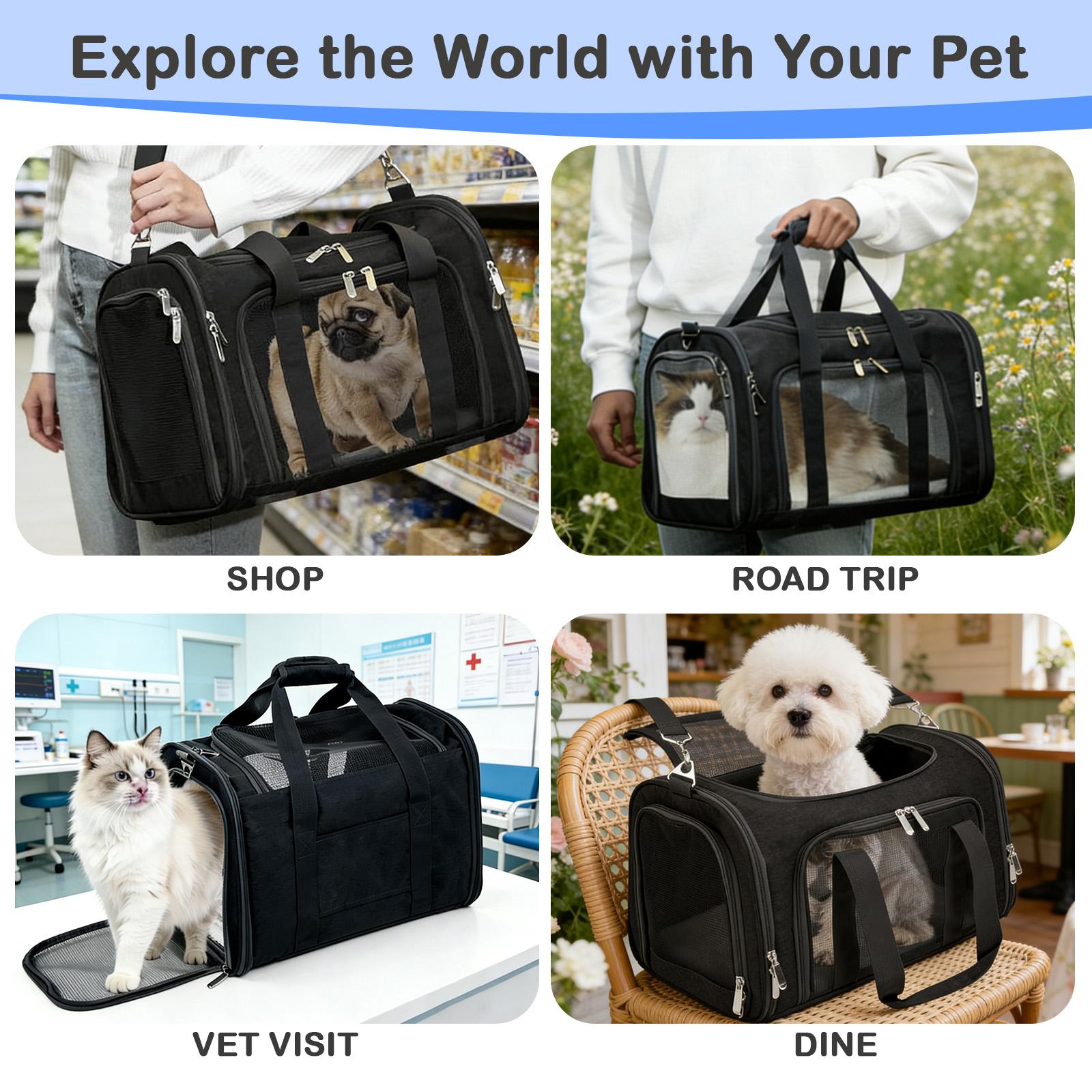COZPAW Large Cat Carriers Dog Carrier Pet Carrier for Large Cats Dogs Puppies up to 25Lbs, Big Dog Carrier Soft Sided, Collapsible Travel Puppy Carrier - Large